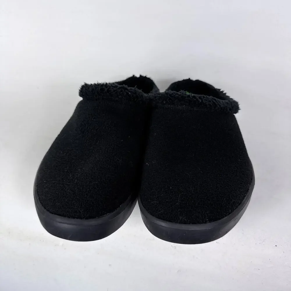 OOFOS OOcoozie Mule Men's 11 Black Vegan Sherpa Slip-On Casual Recovery Slippers